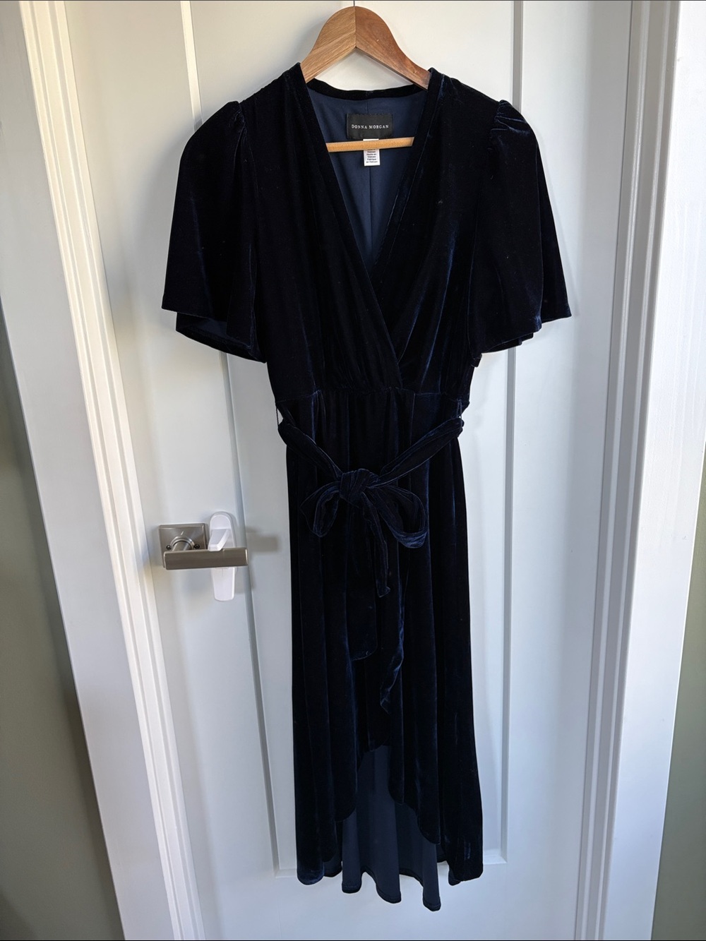 Navy Velvet High-Low Wrap Dress Size 6